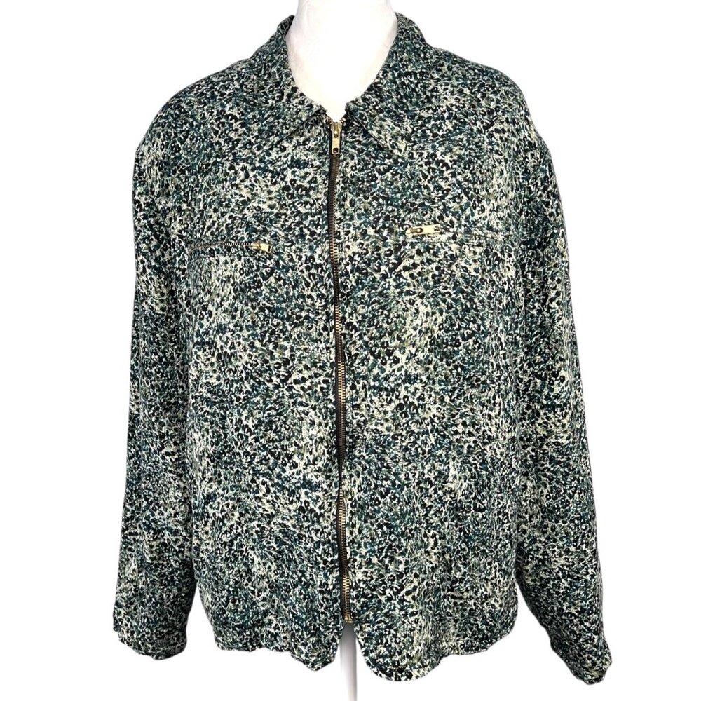 Plus Size Vintage Jacket Green Full Zip Kathie Lee 14W 16W